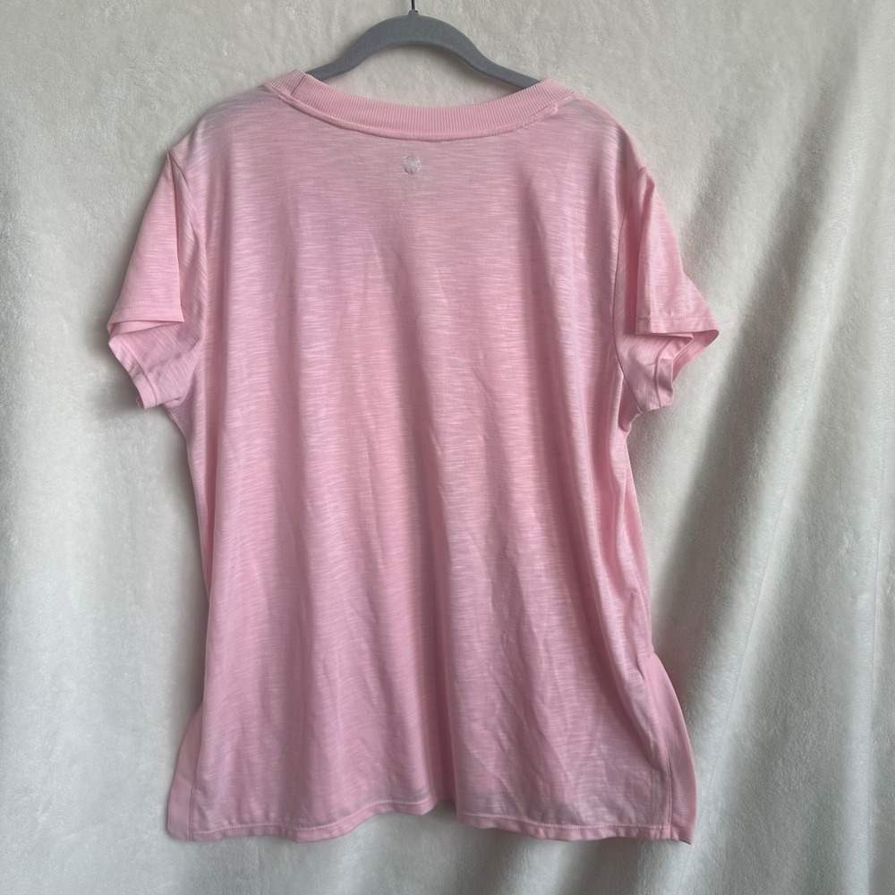 Gaiam Petal Pink Slub Knit Short Sleeve Training Tee Shirt XXL - Picture 4 of 5